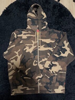 Rare Supreme Lakshmi Zip Up Hooded Sweatshirt in Brown Camo